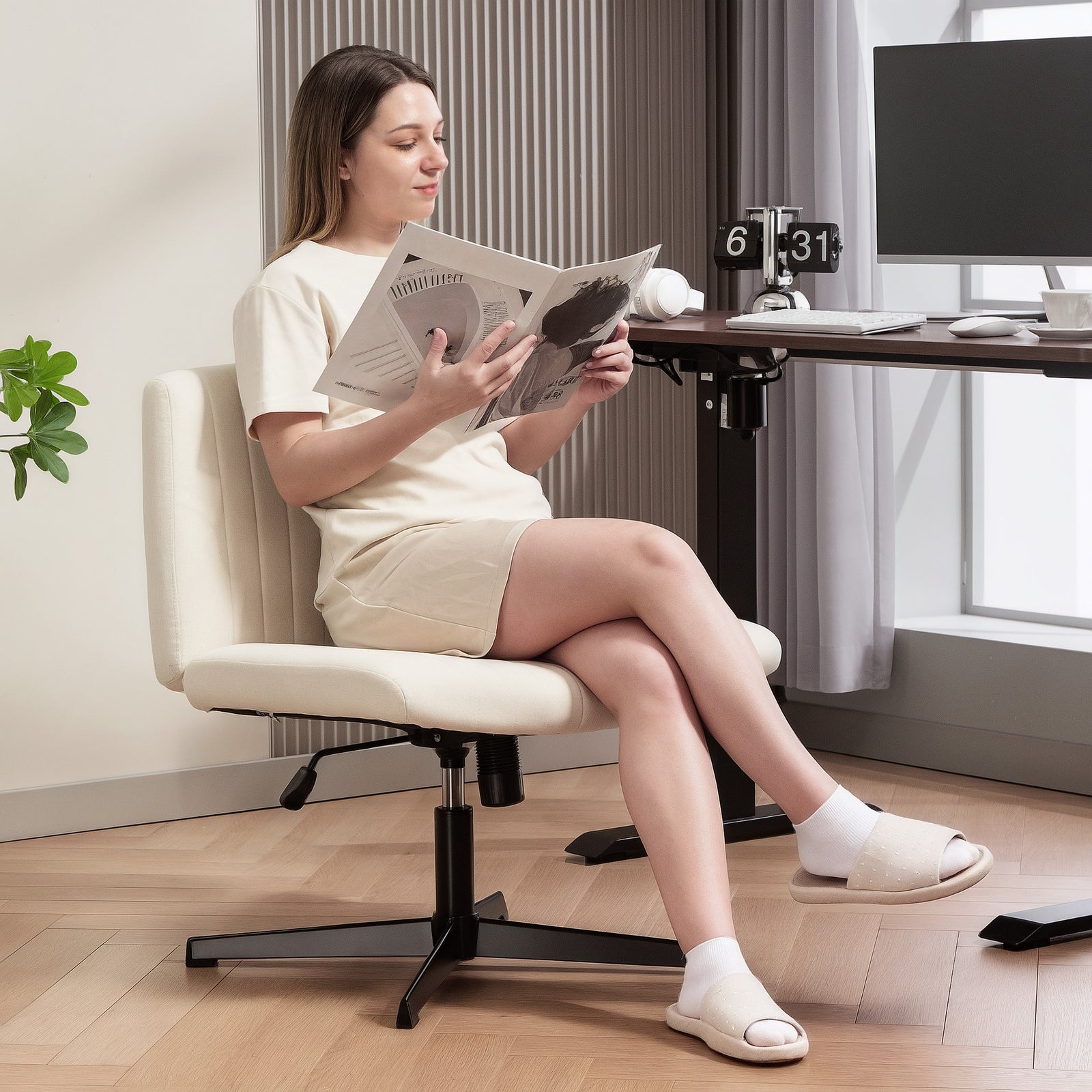 Office Chair, Tilt Function | Cream