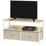 Tv Cabinet Console With Foldable Linen Drawers | Brown
