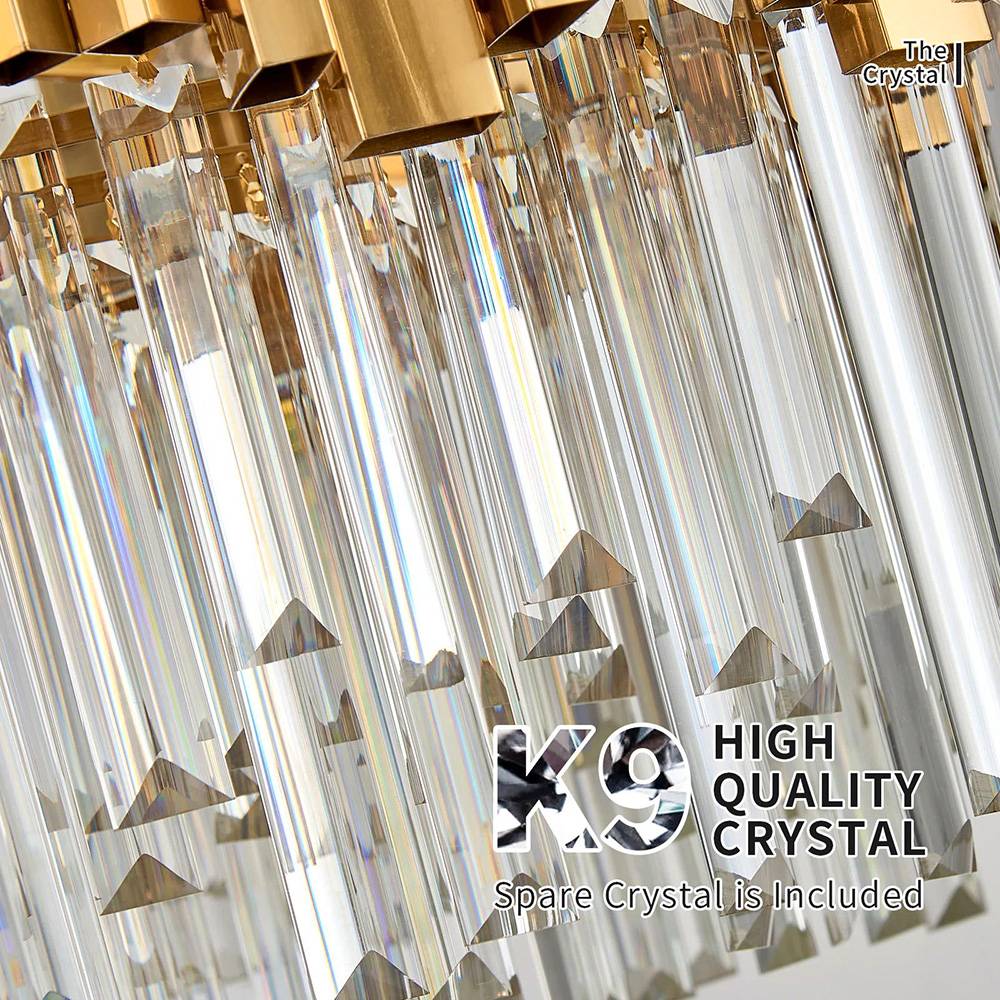 Modern Round Crystal Shade Chandelier Gold Ceiling Light Fixture