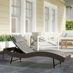 Rattan Sun Lounger With 5 Position Back, Texteline Seat | Brown