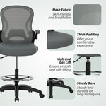 Draughtsman Chair Mesh Chair With Footrest | Charcoal Grey