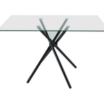Modern Miami Rectangle Glass Dining Table With Starburst Black Legs | Black