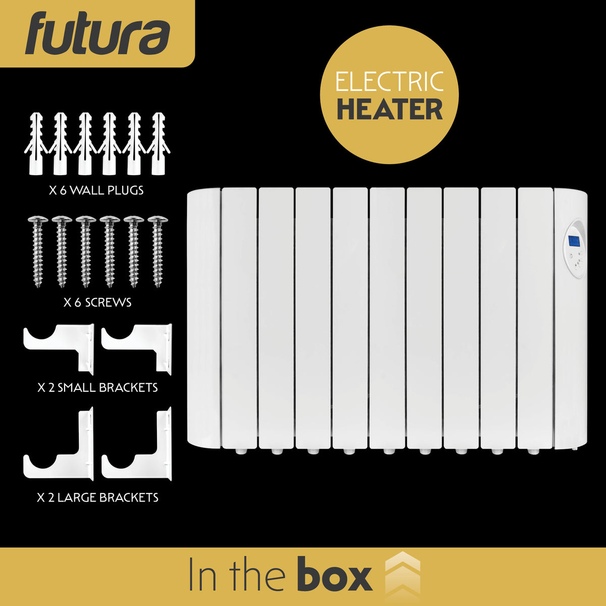 Electric Panel Heater Oil Filled Radiator Day Timer Wall Mounted Low Energy Retention Digital Thermostat Convector | 1800w | White