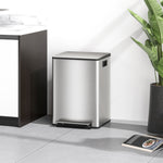 Double Kitchen Bin, Pedal Bin With Soft-close Lid, Silver Tone | M | Silver