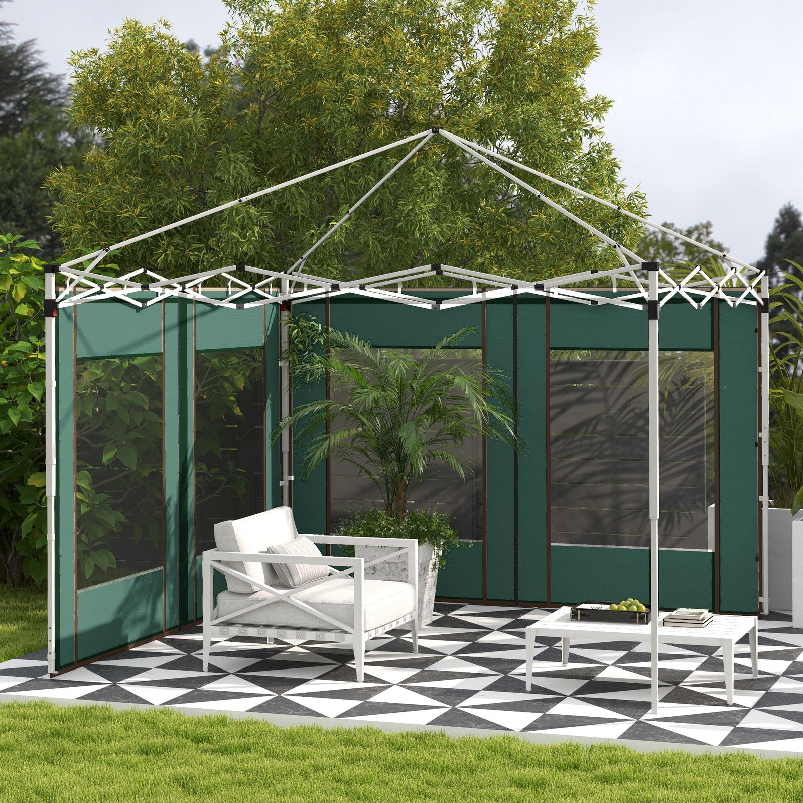 3x3(m) Or 3x6m Pop Up Gazebo Side Panels With Windows | Green