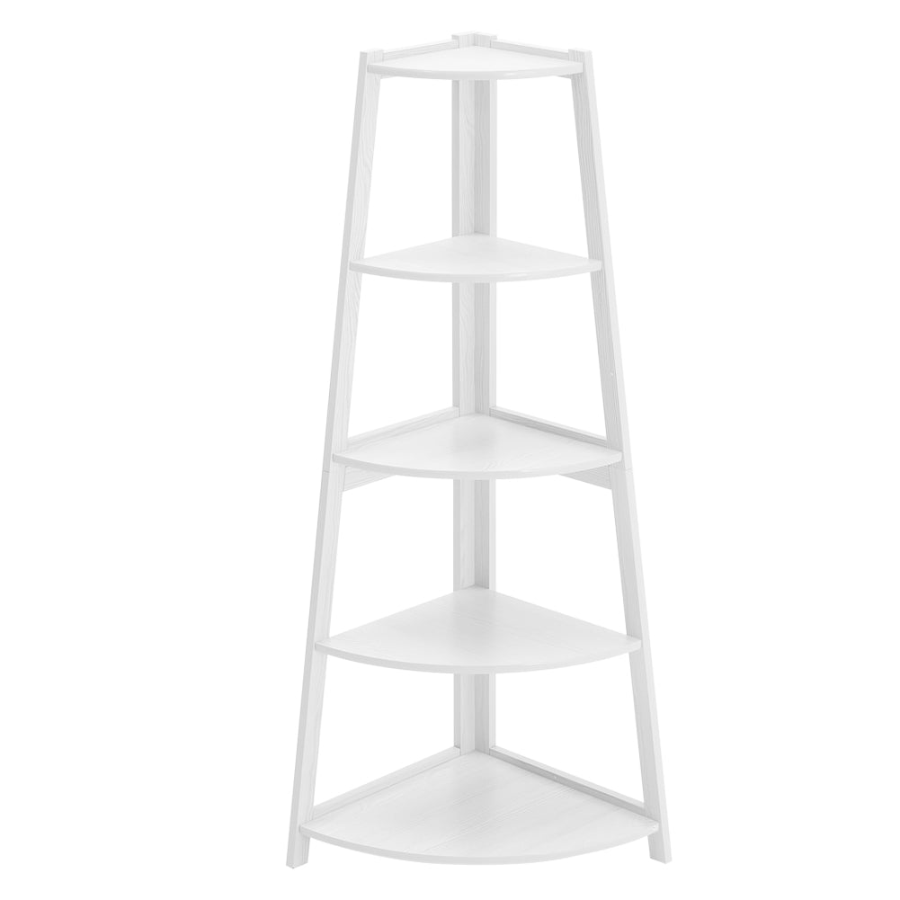 Modern 5-tier Wooden Ladder Corner Bookshelf Home Display Shelf Unit