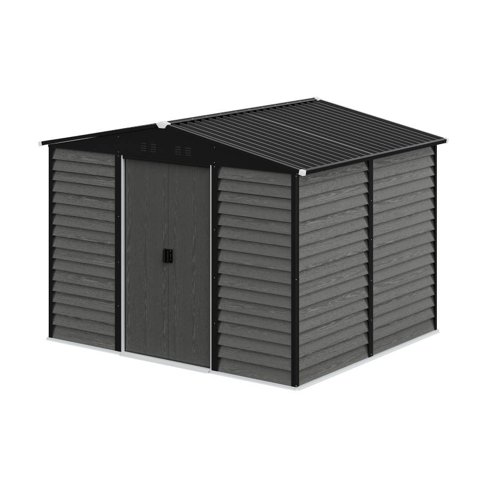 10 X 8ft Metal Storage Shed With Foundation, Double Sliding Doors & Vents, Weatherproof Outdoor Tool Shed For Garden Or Backyard