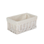 Wicker White Wash Storage Basket With White Lining | Small | White