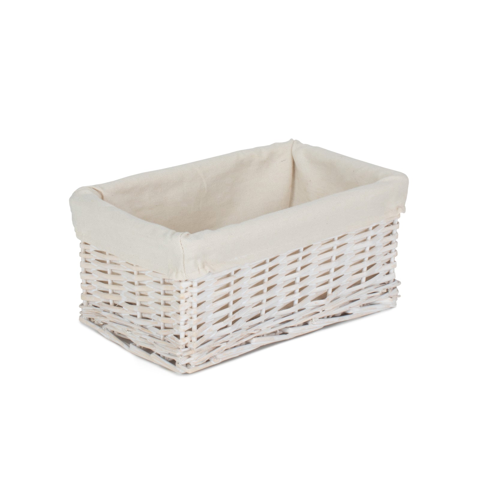 Wicker White Wash Storage Basket With White Lining | Small | White