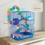 5 Tier Hamster Cage Carrier Habitat W/ Exercise Wheels, Blue