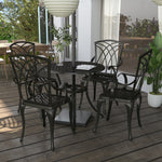 5 Pieces Garden Dining Set, Cast Aluminium, Brown