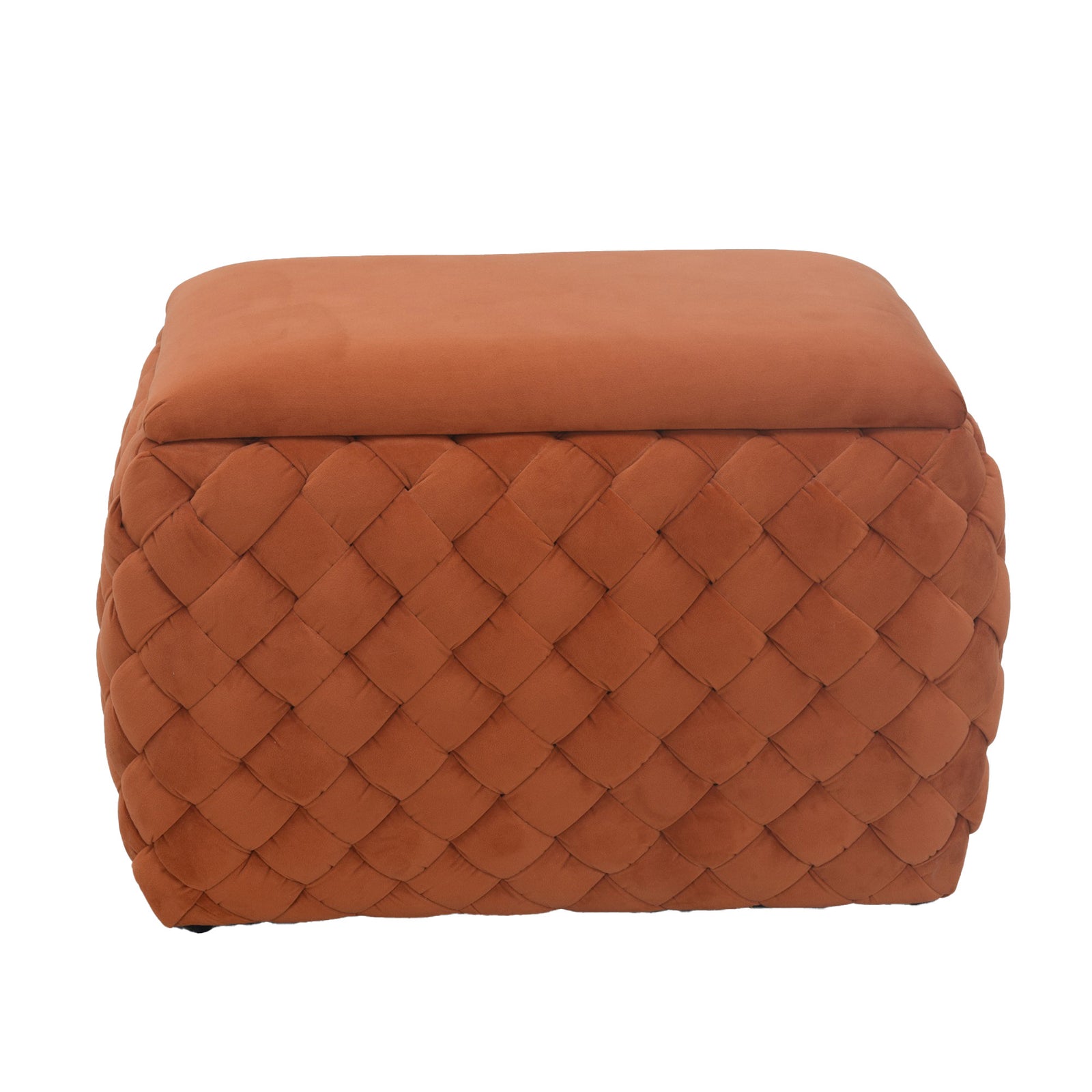Plumeo Velvet Storage Ottoman | Orange