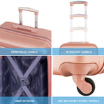 Set Of 4 Hard Suitcases Cabin & Hold Luggage - Underseat Cabin, Overhead Cabin With Medium And Large Checkin Hold Suitcases Set | Set of 4 | Rose