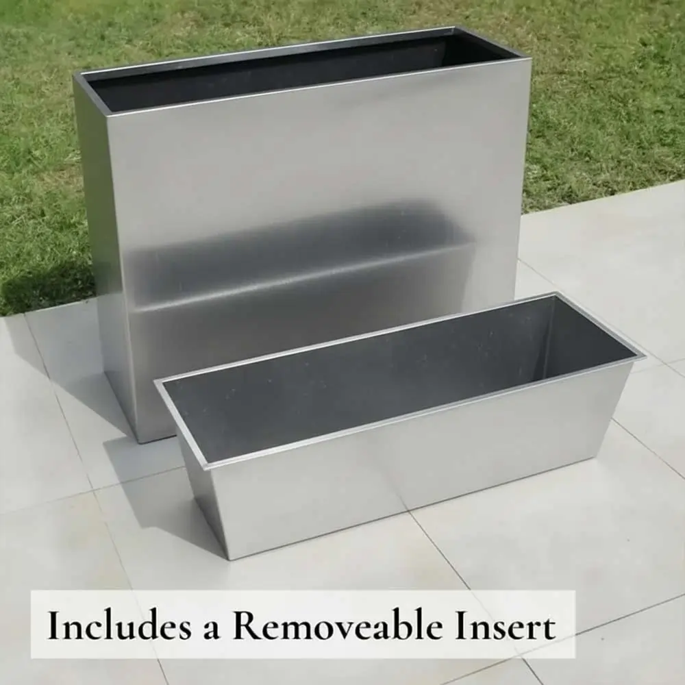 Long Zinc Galvanised Tall Trough Planter | 90cm x 30cm x 60cm | Silver