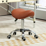 Pu Leather Saddle Stool W/ Moulded Padded Seat Adjustable | One Size | Brown