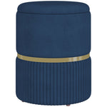 Round Pouffe, Hidden Space, Cushioned Top | Dark Blue