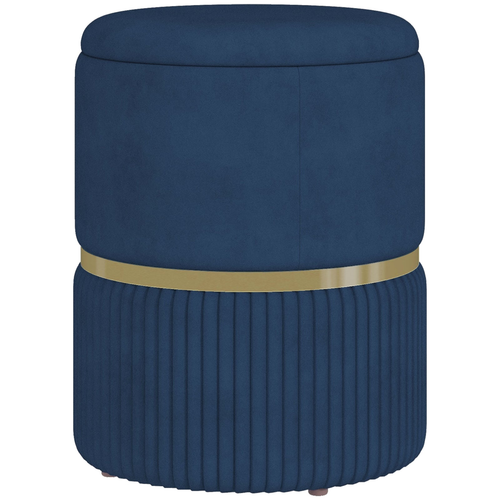 Round Pouffe, Hidden Space, Cushioned Top | Dark Blue