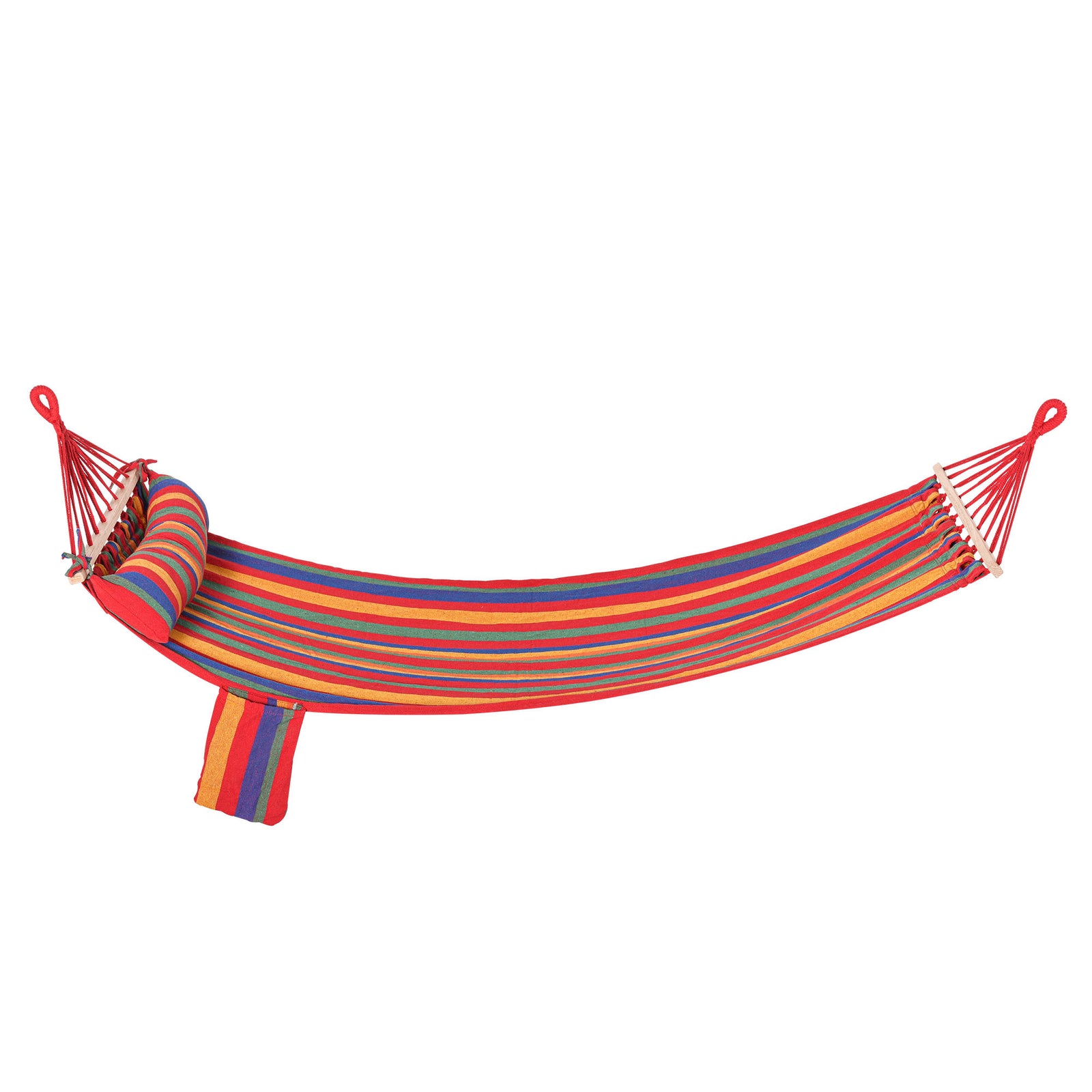 Cotton Hammock W/ Headrest & Side Pocket Deluxe Swing Chair