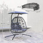 Black Double Rattan Egg Chair W/ Canopy