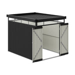 6.56ft×8.46ft Metal Garden Storage Shed Skylight Roof Shed, Flat Roof Storage