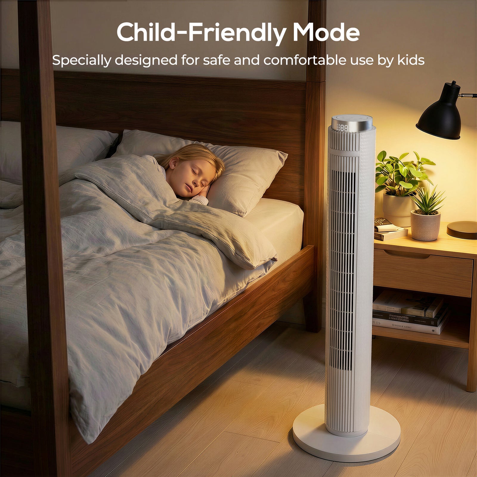 96cm Tower Fan, Standing Floor Fan With Remote Control | White