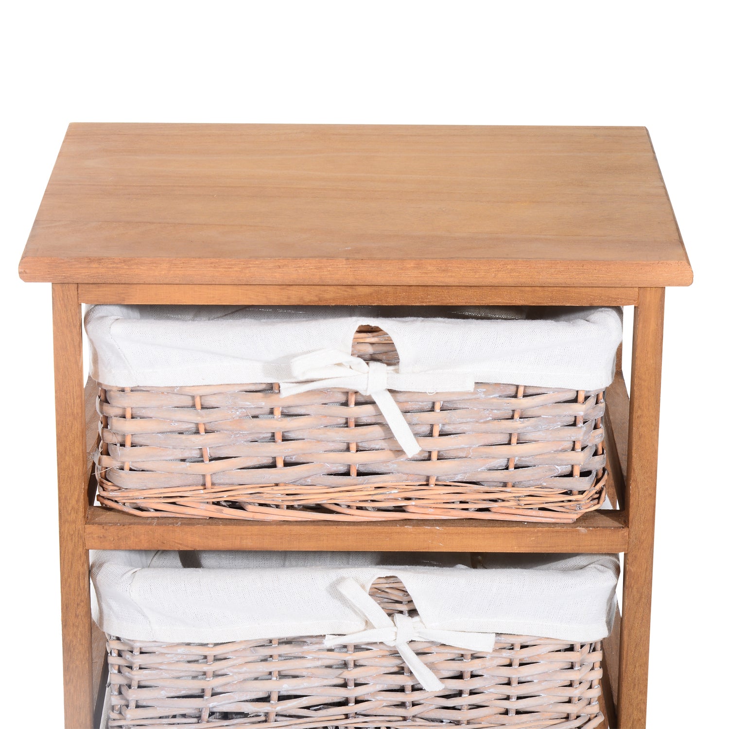 5 Drawer Wicker Basket Storage Shelf Unit Wooden