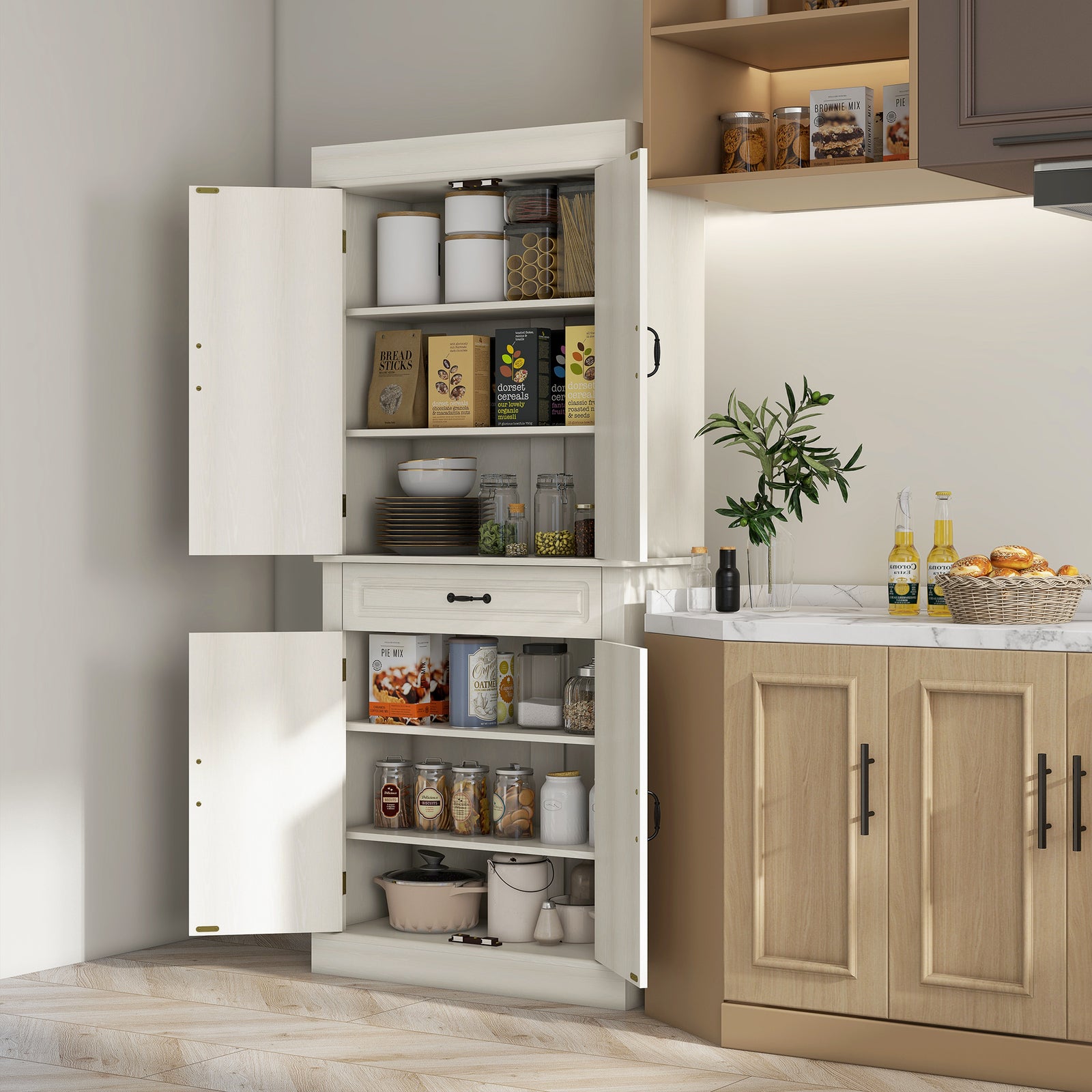 Freestanding Cupboard With Drawer, Shelves