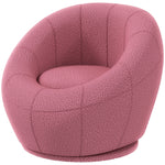 Modern Round Boucle Armchair Accent Chair Living Room | One Size | Pink