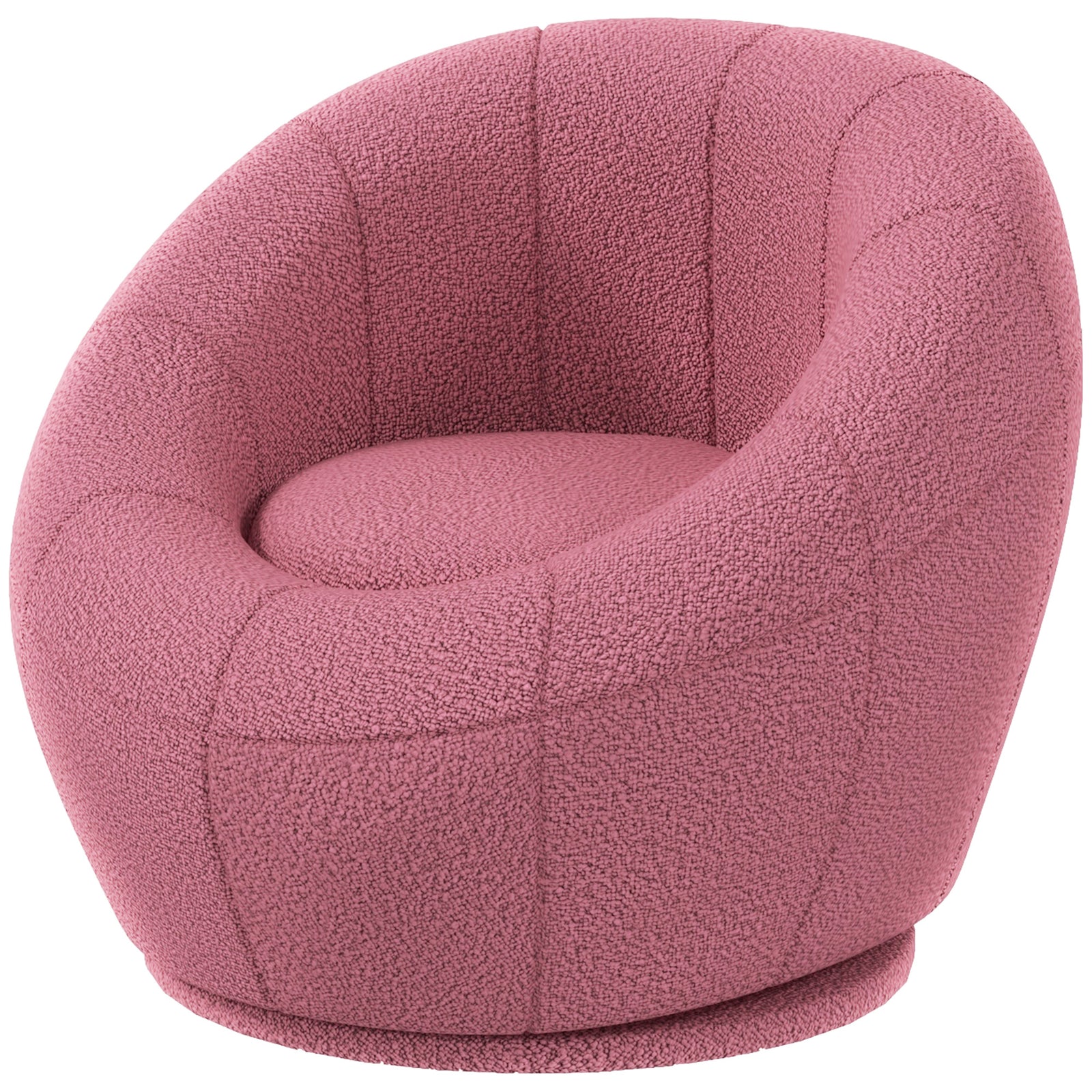 Modern Round Boucle Armchair Accent Chair Living Room | One Size | Pink