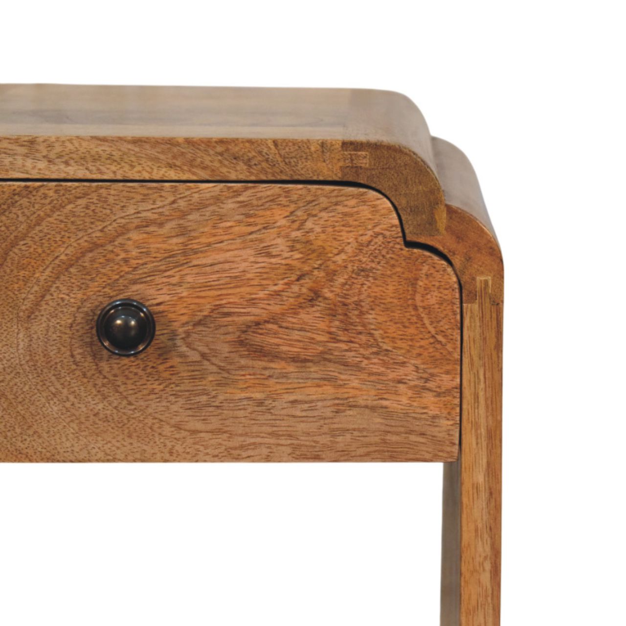 Solid Wood Newton Mini Oak-ish Nightstand With A Drawer And Open Shelf