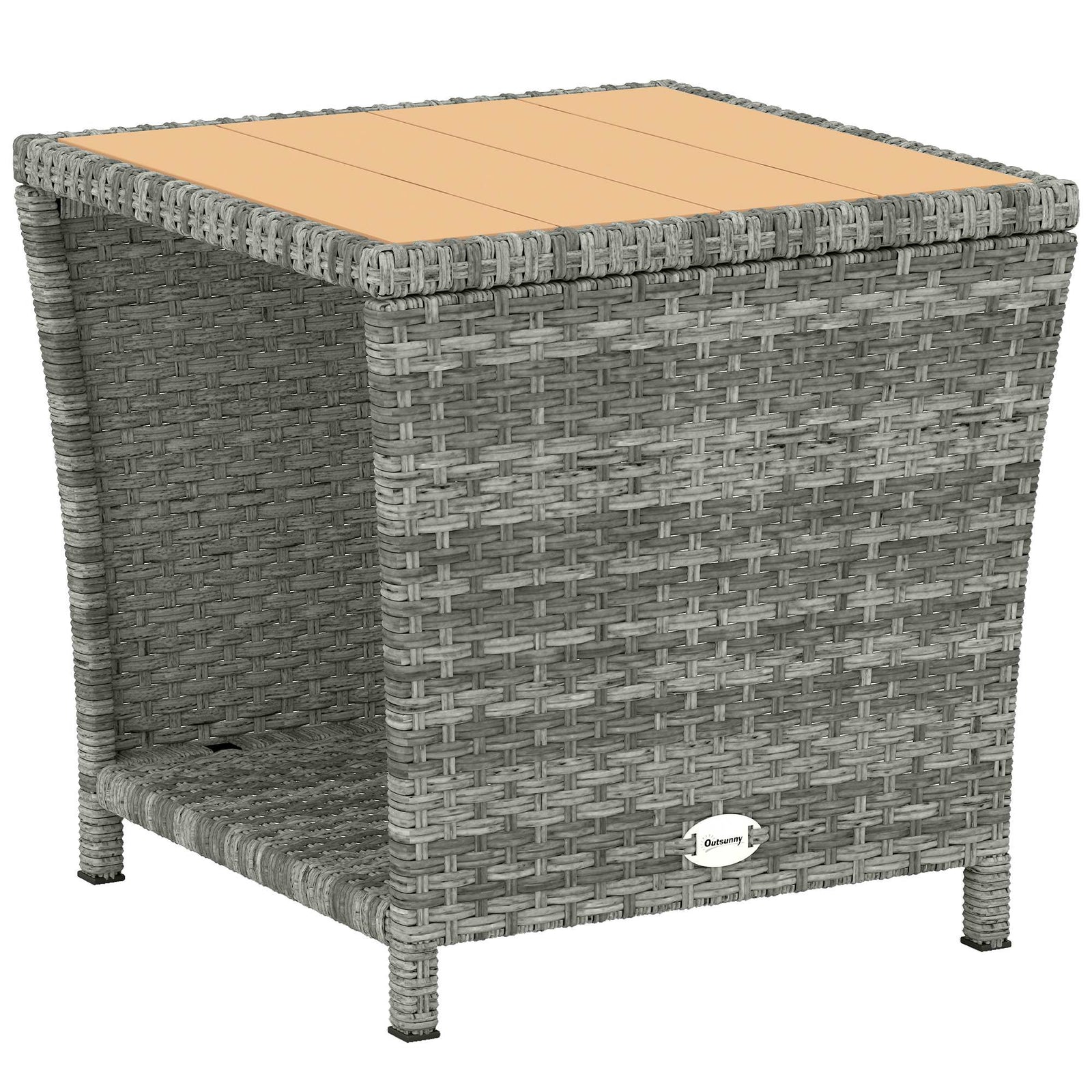 Side Table 2-tier With Storage Shelf | Light Grey