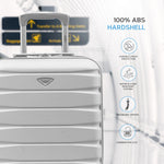 45x36x20cm Lightweight Underseat Cabin Carry On Suitcase - 100+ Airline Approved - Hard Shell Luggage - 4 Wheels | 45 x 36 x 20cm | Silver