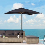 Wooden Garden Parasol Sun Shade Outdoor Umbrella Canopy | Black