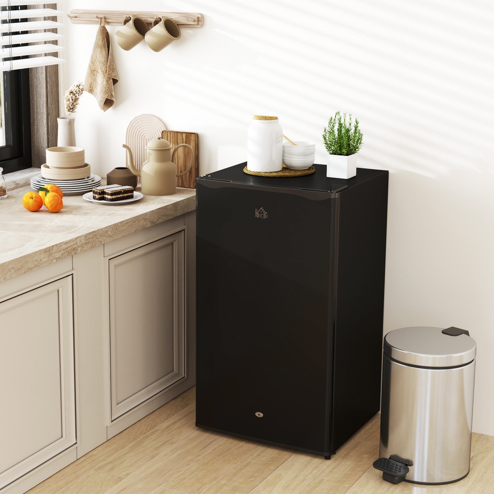 91l Freestanding Under Counter Fridge Silver With Lock | One Size | Black