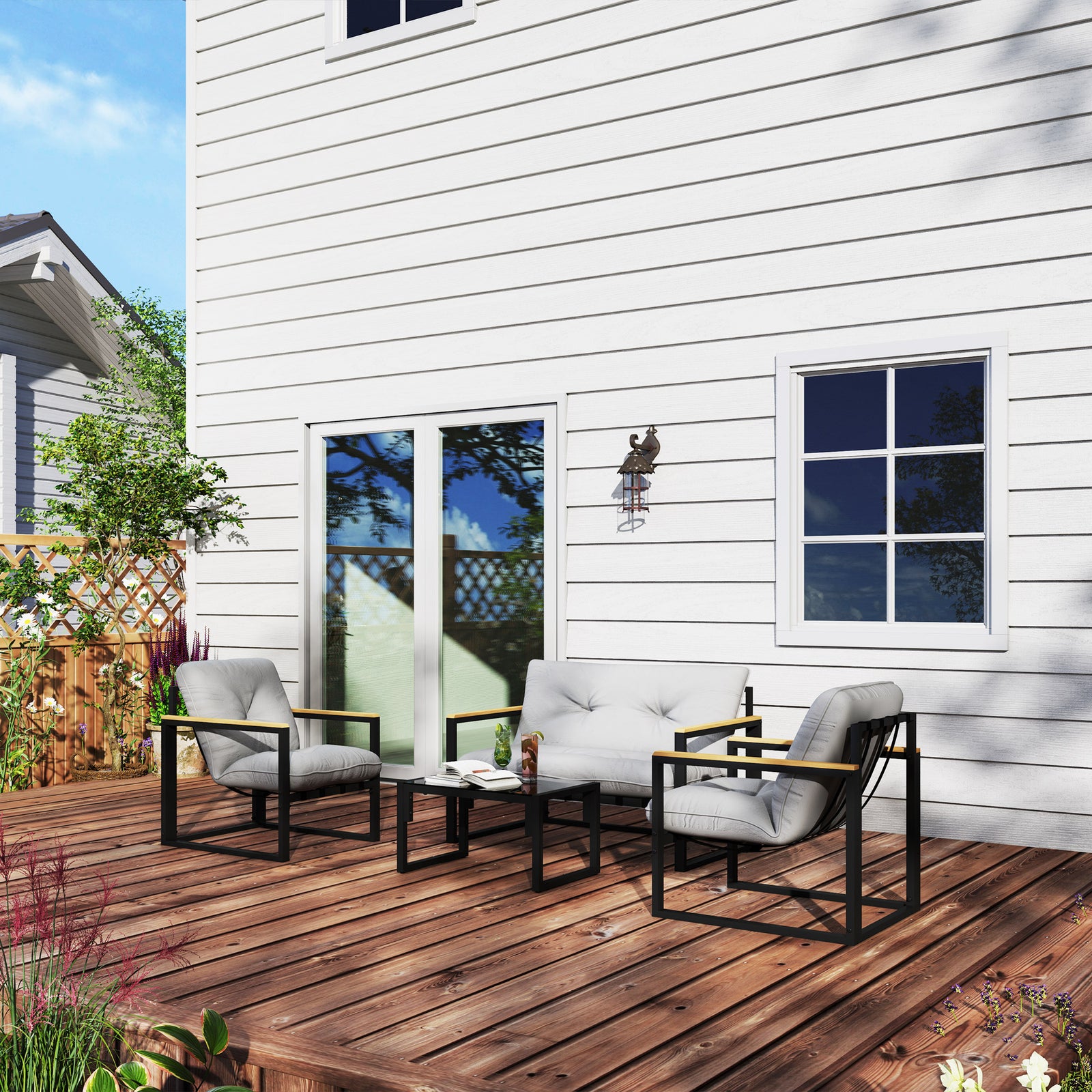 4pcs Outdoor Garden Furniture Set | Light Grey