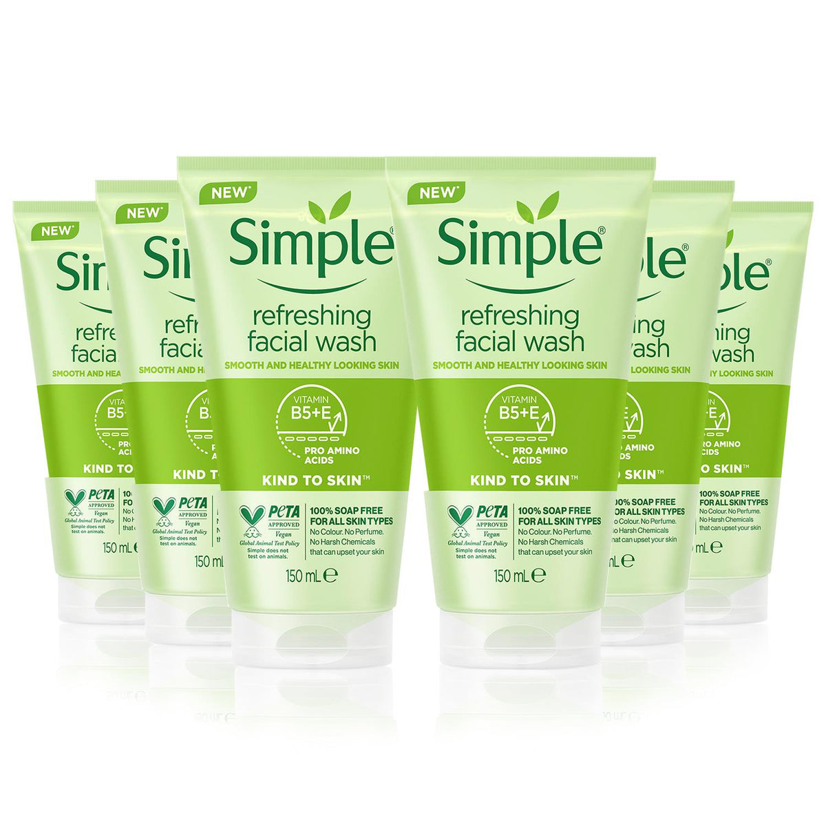 Kind To Skin Eyes Facial Wash, 6pk X 150ml | Set of 6 | White