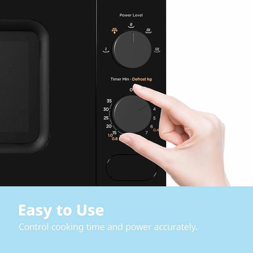 700w Countertop Microwave Oven, 20l Compact Microwave With Dual Control Knobs | Black