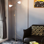 Modern Floor Lamp With Adjustable Double Heads, Metal Stand & In-line Switch | Bronze
