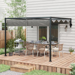 Wall Mounted Pergola With Retractable Sun Shade Canopy | Medium | Dark Gray