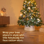 Round Rattan Christmas Tree Skirt - White