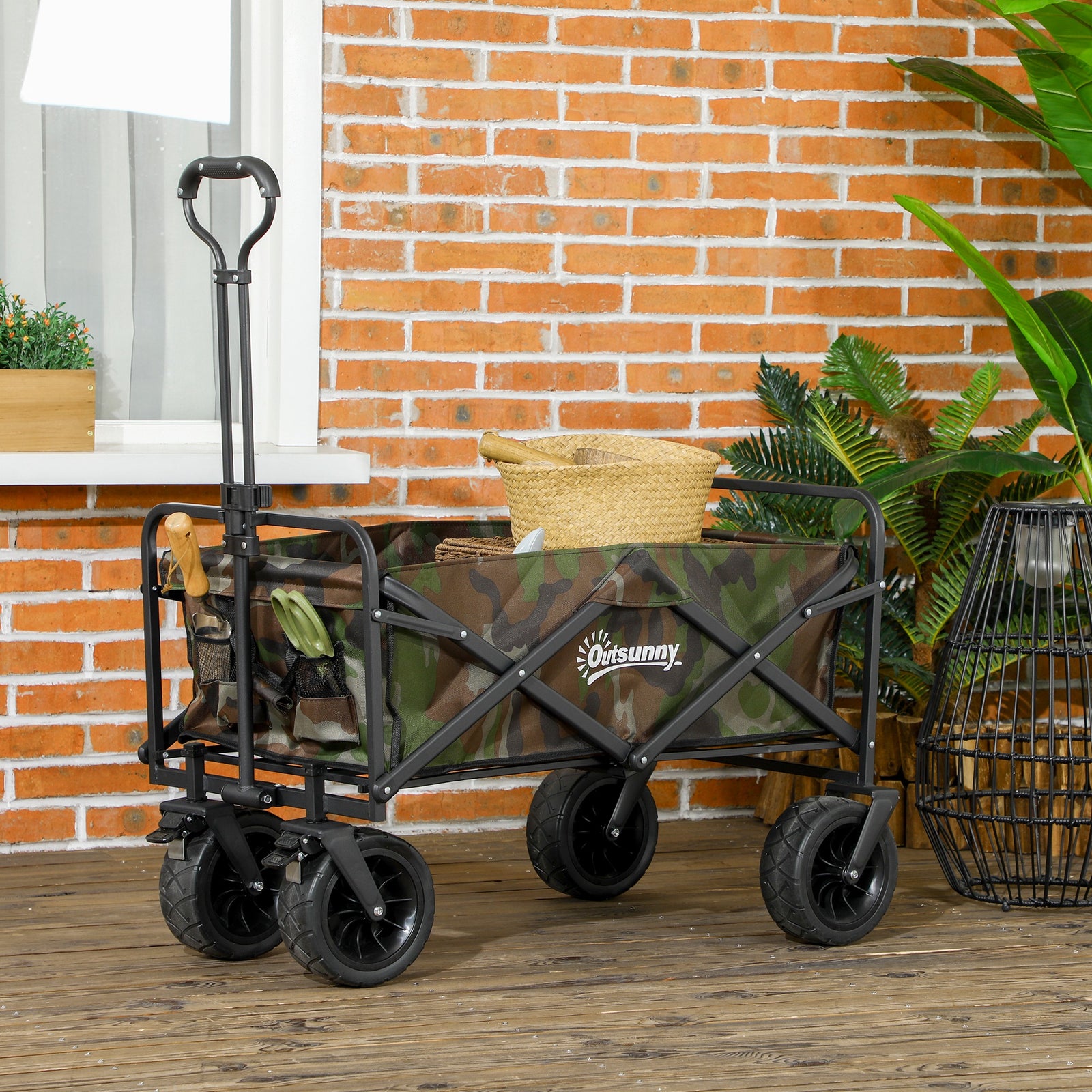 Foldable Garden Cart,utility Wagon With Carry Bag Camouflage
