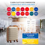 55x40x20cm Lightweight Luggage Hard Shell Cabin Suitcase 60+ Airlines Approved - Carry On Case - 4 Wheels | 55 x 40 x 20cm | Cream