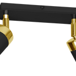 Joker Hand Made Ceiling Lamp In Matt Black With Luxurious Gold Detail Featuring 2 Minmalistic Slender Cylinder Shades