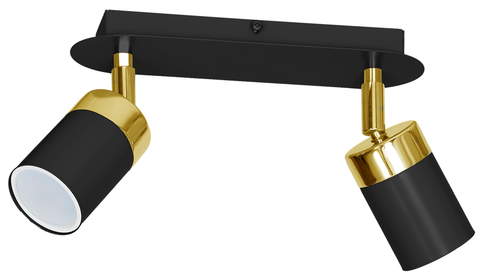 Joker Hand Made Ceiling Lamp In Matt Black With Luxurious Gold Detail Featuring 2 Minmalistic Slender Cylinder Shades