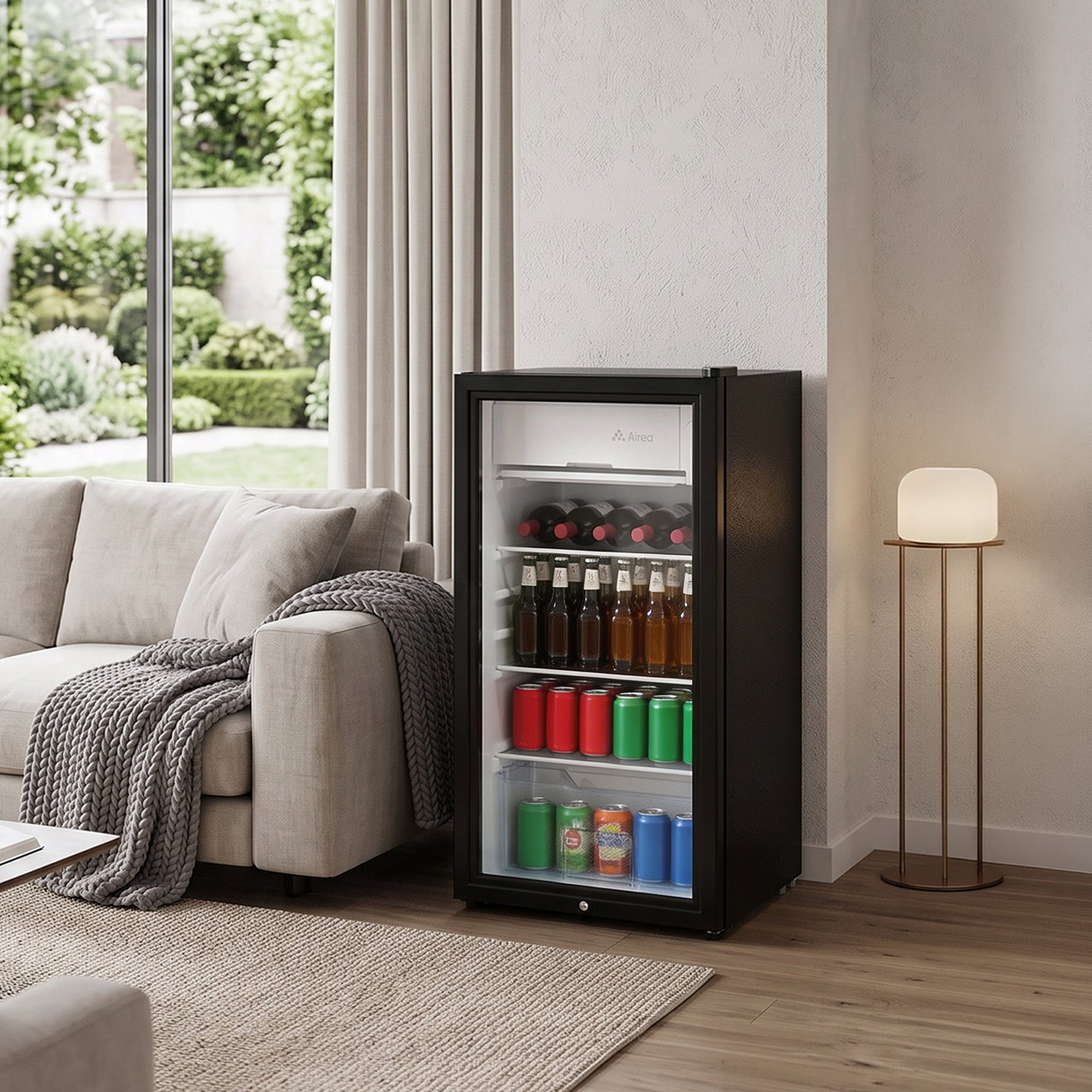 Breeins 83l Door Beverage Cooler With Led Light & Freezer Box