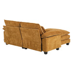 Chenille Sectional Sofa With Ottoman And Lumbar Pillows | Ginger