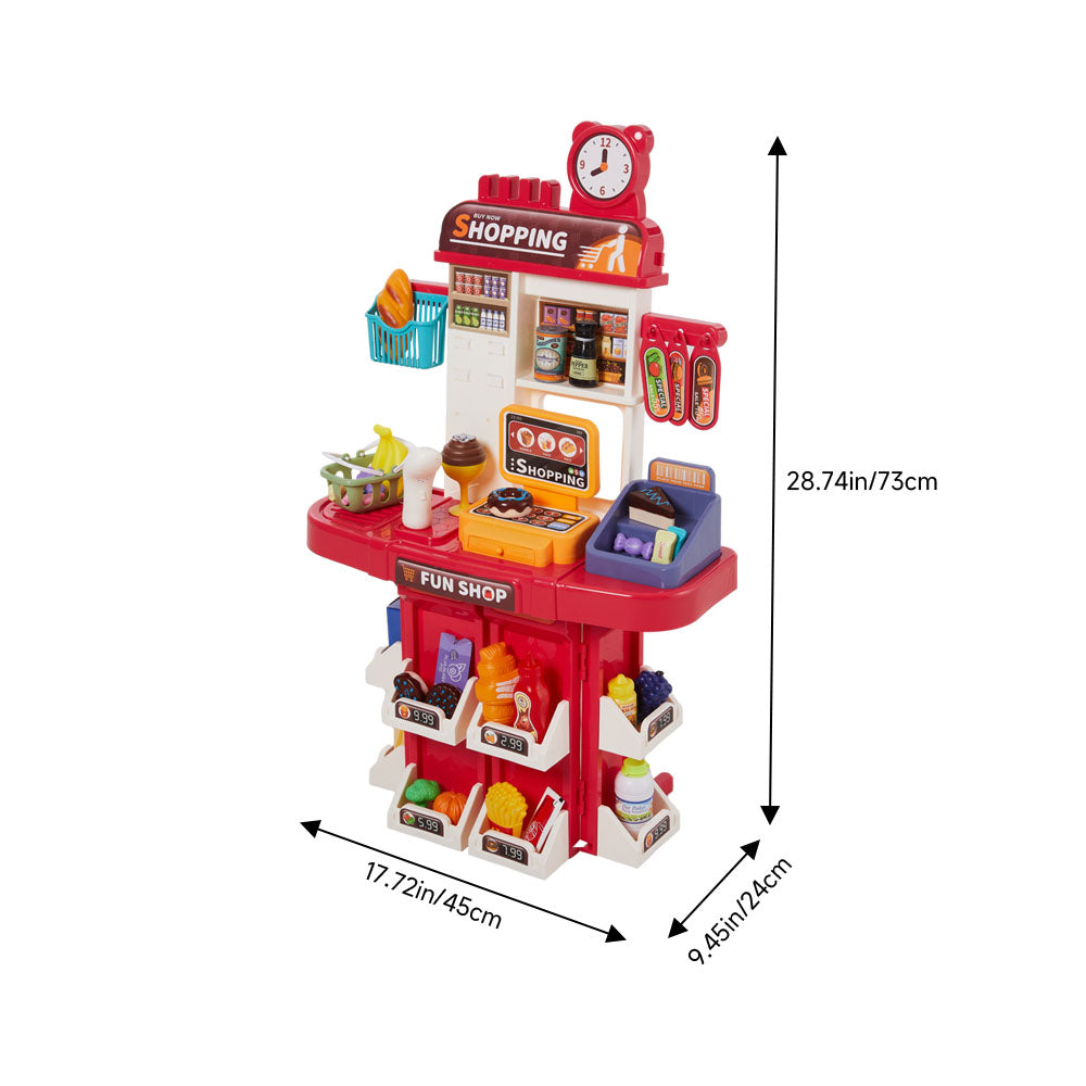 Children Pretend Supermarket Shopping Playset 38pcs Toy Accessory Set | Red