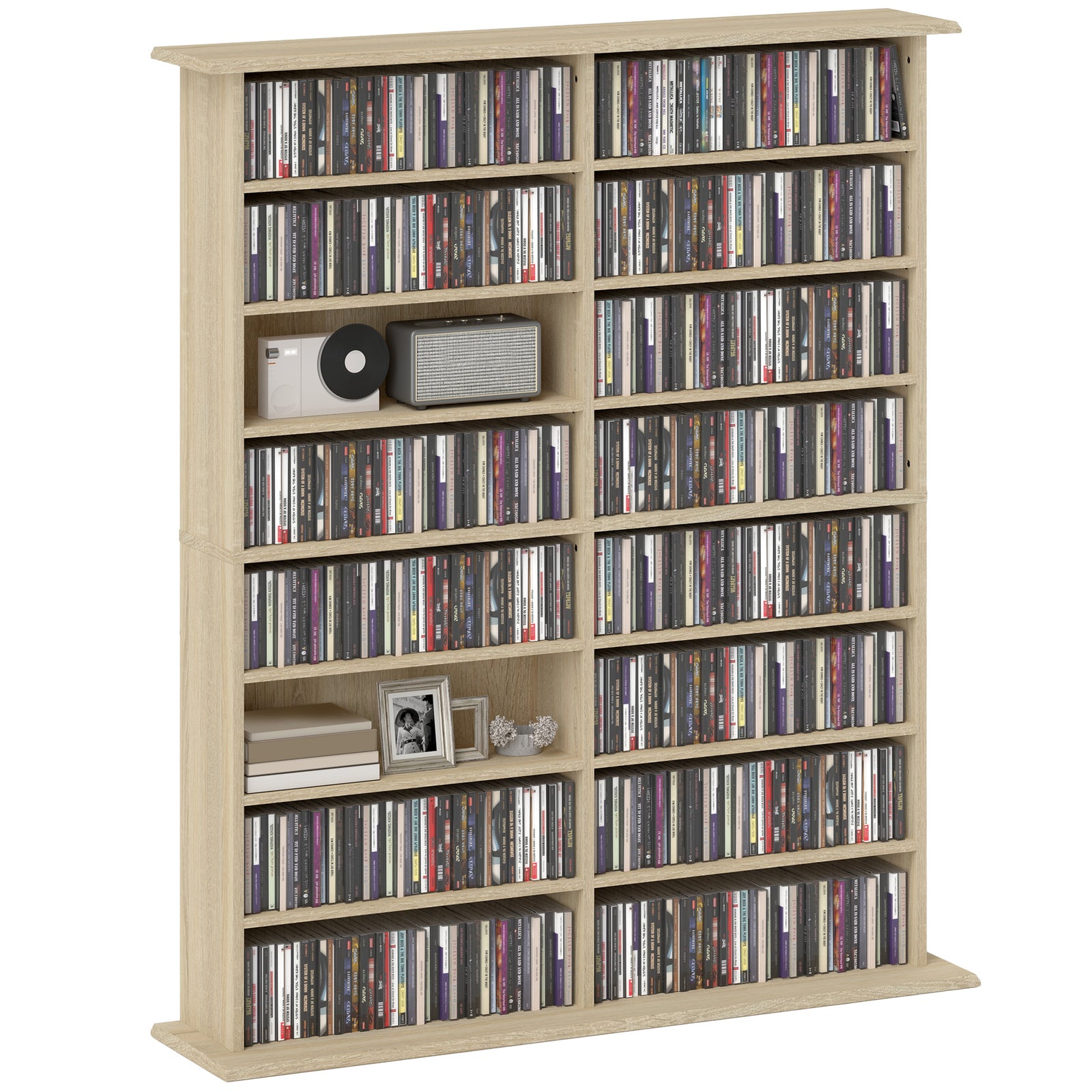 Cd Storage Unit Dvd Tower Blu-ray Storage Shelf For Office | Large | Natural