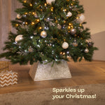 Glitter Christmas Tree Skirt Square 48x48cm | Silver