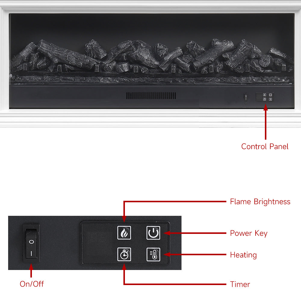 Tv Stand Electric Fireplace With 7 Led Flame Colors, Remote & Wifi Control, 750w/1500w Heater For Rooms Up To 25㎡